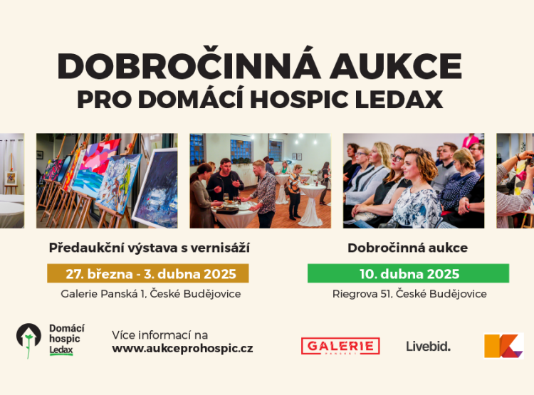 Třetí ročník dobročinné aukce pro Domácí hospic Ledax už 10. dubna 2025